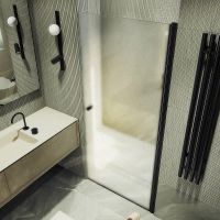 Товар: Душевая дверь Maybah Glass MGD-802-6 600x1980 на монопетле Черный стекло сатиновое - фото 3 Душевая дверь Maybah Glass MGD-802-6 600x1980 на монопетле Черный стекло сатиновое — фото 3, Душевые двери в нишу