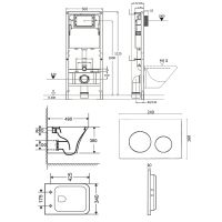 Комплект унитаза с инсталляцией Orange CI02-100W+APB100 с сиденьем Микролифт и клавишей смыва Хром глянцевый — фото 12, Комплекты унитаз + инсталляция