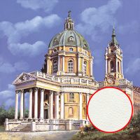 Фреска Ortograf Городской пейзаж живопись 11618 Фактура флок FLK Флизелин (2,7*2,7) Голубой/Бежевый, Архитектура/Живопись — фото 1, Фрески