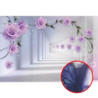 Фреска Ortograf 3D 6656 Фактура бархат серебро FX-S Флизелин (3,1*1,96) Голубой/Сиреневый, Цветы/Архитектура — фото 1, Фрески