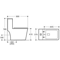 Унитаз моноблок Royce Bronx RCT-152002WH с сиденьем Микролифт — фото 7, Унитазы