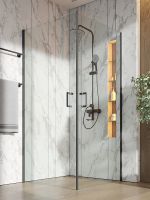 Душевой уголок Orange E04-090TB 90x90 профиль Черный стекло прозрачное — фото 3, Квадратные душевые уголки