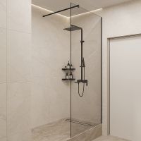 Душевая перегородка STWORKI Берген 100 MV-BE-100-BL профиль Черный матовый стекло прозрачное — фото 1, Душевые перегородки