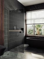 Душевая перегородка Maybah Glass MGD-729-5у 790x1950 в узком профиле Хром матовый стекло графитовое — фото 2, Душевые перегородки