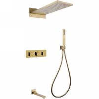 Душевая система Abber Daheim AF8253G с термостатом Золото матовое — фото 1, Встраиваемые душевые комплекты