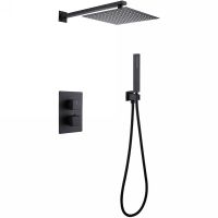 Душевая система Abber Daheim AF8251B с термостатом Черная матовая — фото 1, Встраиваемые душевые комплекты