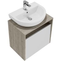 Тумба под раковину Kerama Marazzi Pro 60 PRO.60.1\WHT подвесная Белая глянцевая Дуб Орегон — фото 2, Мебель для ванной