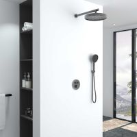 Душевая система Vincea Inspire с термостатом Вороненая сталь арт-VSFW-3I22MT2GM — фото 2, Встраиваемые душевые комплекты