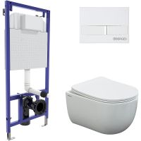 Комплект унитаза Berges Ventas с инсталляцией Novum 043308 с сиденьем Микролифт и Белой клавишей смыва — фото 1, Комплекты унитаз + инсталляция