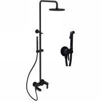 Душевой комплект Paffoni Light KITZCOL632NO110 из душевой системы с гигиеническим душем Черная матовая — фото 1, Душевые стойки