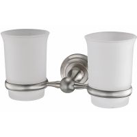 Стакан для зубных щеток WasserKRAFT Ammer K-7028D двойной Хром матовый — фото 1, Стаканы для зубных щеток