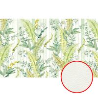 Фреска Ortograf Oasis 32718 Фактура флок FLK Флизелин (4,5*2,7) Зеленый/Белый, Листья/Полоса арт-32718 (флок FLK) — фото 1, Фрески