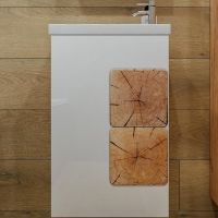 Тумба под раковину Бриклаер Форест 40 4627125416736 подвесная Дуб золотой Белый глянец — фото 1, Мебель для ванной