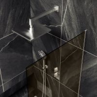 Шторка на ванну Maybah Glass MGV-71-5у 900x1400 в узком профиле Хром матовый стекло бронзовое — фото 4, Неподвижные шторки для ванной