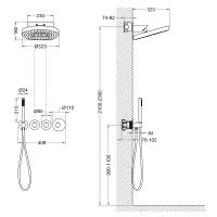 Душевая система Timo Saona SX-2329/03SM с термостатом Черная матовая — фото 2, Встраиваемые душевые комплекты