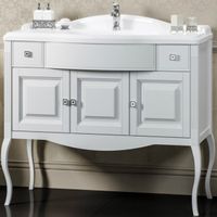 Тумба под раковину Opadiris Лаура 100 Z0000012805 Белая матовая ручки Swarovski Хром — фото 1, Мебель для ванной