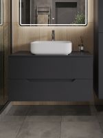 Тумба с раковиной Orange Line 100 Li-100TugMDF+B05-500W подвесная Графит матовый — фото 3, Мебель для ванной