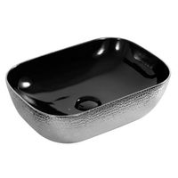 Раковина-чаша CeramaLux 46 D1333H020 Черная Серебряная — фото 1, Раковины накладные