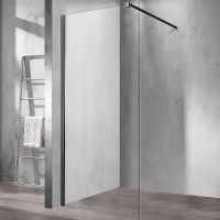 Душевая перегородка Vincea Walk-In 90 VSW-1H900CLB профиль Черный матовый стекло прозрачное — фото 1, Душевые перегородки