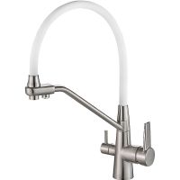 Смеситель для кухни ZorG Steel Hammer SH 903-8 SATIN Сатин Белый — фото 1, Смесители