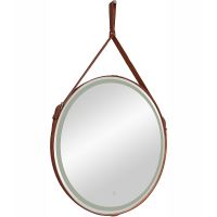 Зеркало Континент Millenium Brown D 500 ЗЛП95 с подсветкой с сенсорным выключателем на ремне из натуральной кожи — фото 4, Зеркала в ванную комнату