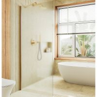 Душевая перегородка Maybah Glass MGD-706-3ш 690x1950 в широком профиле Золото стекло сатиновое — фото 1, Душевые перегородки