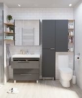 Товар: Шкаф пенал 1MarKa Gaula 40Н У92552 Графит матовый - фото 3 Шкаф пенал 1MarKa Gaula 40Н У92552 Графит матовый — фото 3, Мебель для ванной