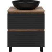 Товар: Тумба под раковину Brevita Dakota 60 DAK-07060-19/02-2Я Черный кварц Дуб Галифакс олово - фото 2 Тумба под раковину Brevita Dakota 60 DAK-07060-19/02-2Я Черный кварц Дуб Галифакс олово — фото 2, Мебель для ванной