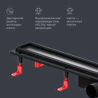 Душевой лоток AM.PM PrimeFlow 80 W02SC-U11-080-04BM с Черной матовой решеткой / под плитку Tile — фото 23, Душевые лотки