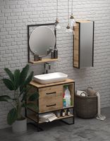 Шкаф пенал 1MarKa Grunge Loft 35П Ц0000007986 подвесной Дуб Вотан — фото 3, Пеналы для ванной комнаты