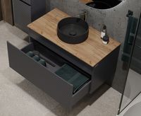 Тумба под раковину Jorno Cossety 100 Coss.01.100/P/A-DZ/JR подвесная Антрацит — фото 5, Тумбы под раковину