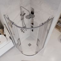 Душевой уголок Grossman Cosmo 80х80 301.K33.02.8080.10.00 профиль Хром стекло прозрачное — фото 4, Душевые уголки четверть круга