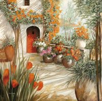 Фреска Ortograf Городской пейзаж живопись 11825 Фактура флок FLK Флизелин (2,7*2,7) Бежевый/Зеленый/Красный, Город/Цветы/Живопись — фото 2, Фрески