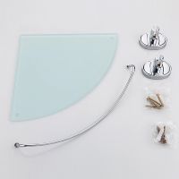 Стеклянная полка Haiba HB1921-1 угловая Хром — фото 6, Полки для ванной и душа