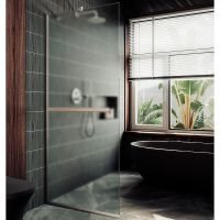 Душевая перегородка Maybah Glass MGD-713-5у 1090x1950 в узком профиле Хром матовый стекло сатиновое — фото 1, Душевые перегородки