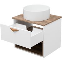 Тумба под раковину Brevita Bergen 60 BER-07060-19-01-1Я подвесная Белая матовая Дуб Галифакс олово — фото 8, Мебель для ванной