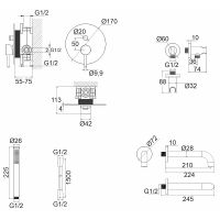 Смеситель для ванны Whitecross Y gold YSET06GL Золото — фото 12, Смесители