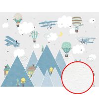 Фреска детская Ortograf Little Friends 34397 Фактура бархат FX Флизелин (4*3) Серый/Зеленый/Бирюзовый, Горы/Город/Самолеты — фото 1, Фрески