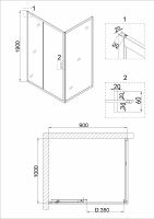 Душевой уголок Niagara Nova 90х100 NG-42-9AG-A100G профиль Холодное золото стекло прозрачное — фото 4, Душевые уголки