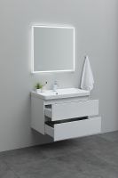 Тумба под раковину Aquanet Вега 80 308334 подвесная Белый глянец — фото 14, Мебель для ванной