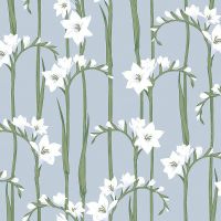 Обои LOYMINA Origins ALS2 008 Винил на флизелине (1*10,05) Голубой/Белый, Цветы — фото 1, Обои для стен