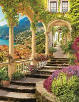 Фреска Ortograf Городской пейзаж 33427 Фактура бархат FX Флизелин (2,7*2,1) Бежевый/Зеленый/Розовый, Город/Пейзаж/Цветы — фото 2, Фрески