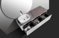 Тумба с раковиной Black&White Universe U915.1600L 160 L 9151600 подвесная Glossy light grey — фото 11, Мебель для ванной