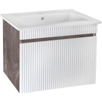 Тумба под раковину Runo Модена 75 00-00001426 подвесная Железный камень Белая — фото 1, Тумбы под раковину