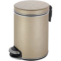 Ведро для мусора Geralis V-RBH-B Ромб Бежевое темное, кант Хром, 5 л — фото 1, Мусорные ведра