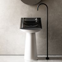 Раковина Abber Kristall 50 AT2706White-Onyx Белая Черная — фото 1, Раковины напольные