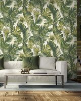 Обои Solo Гавайи SL8928-24 Винил на флизелине (1,06*10) Бежевый/Зеленый, Листья — фото 2, Обои для стен