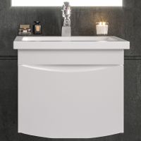 Тумба под раковину Бриклаер Вега 50 4627125414046 подвесная Белый глянец — фото 1, Тумбы под раковину