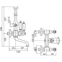 Смеситель для ванны Cezares Diamond DIAMOND-VD-02-Sw Бронза — фото 2, Смесители