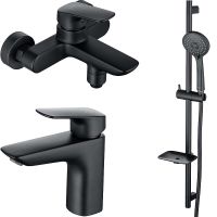 Комплект смесителей Aquatek Вега AQ1030MB Черный матовый — фото 1, Смесители